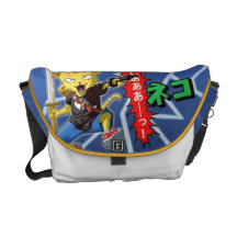 Wild Cat Fighter with Gun and Sword and Lightning Messenger Bag
