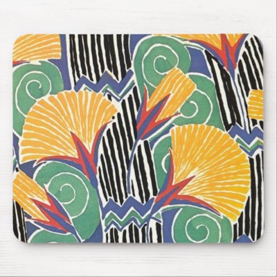 Wild Colourful Art Deco Floral Mousepad by vintagegiftmall