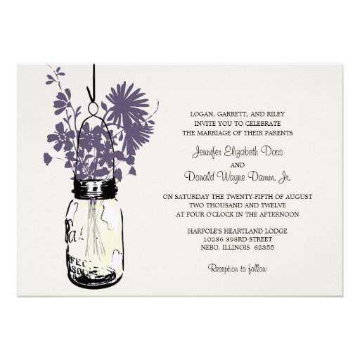 Wild flowers & Mason Jar Wedding Invitations
