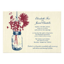 Wild flowers & Mason Jar Wedding Invitations