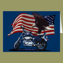 Wild & Free - Patriotic Eagle, Motorbike & US Flag cards