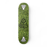 Wild grass and clover texture with meditation man skateboards