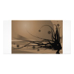 Wild Hair Lady Profile Silhouette - Black & Sepia Photo Card