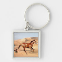 Wild horses and sand dunes key chain