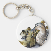 Wild Mother Duck and Ducklings Keychains