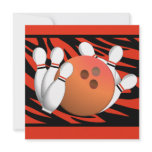 Wild Orange Zebra Stripe Bowling Party Invite