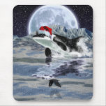 Wild Orca & Winter Ocean Christmas Mousepad