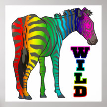 wild rainbow zebra poster