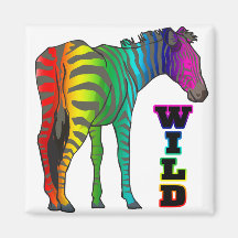 wild rainbow zebra refrigerator magnets