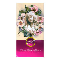 WILD ROSES WITH PINK FUCHSIA GEM STONE MONOGRAM