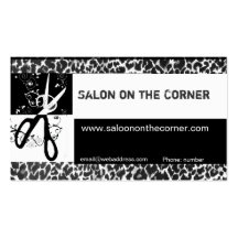 Wild Scissors Leopard Print Salon Business Card Templates