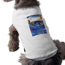 Wild sea breaking on the rocks, Hiroshige Doggie T Shirt