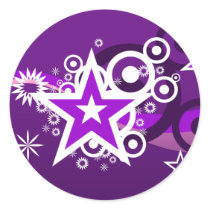 Wild Stars and Circles Round Stickers