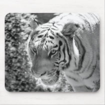 Wild Striped Tiger Black and White Mousepad