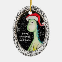 "Wild Thang" Christmas Dinosaur (Two Sided, Dated) Christmas Ornament