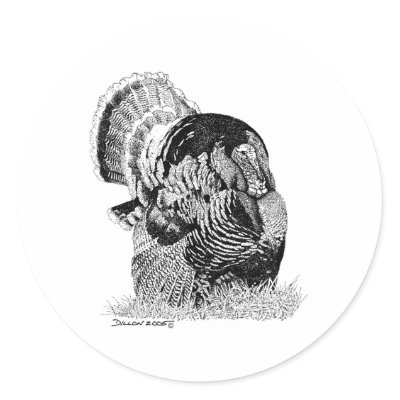 Wild Turkey Round Sticker by WildlifeInk