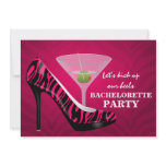 Wild Zebra High Heel Shoes Bachelorette Party invitations