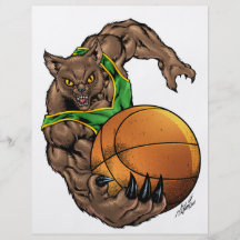 Wildcats Bobcats Basketball Green, Yellow Stripe Full Colour Flyer