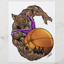 Wildcats Bobcats Basketball Purple, White Stripe Personalised Flyer