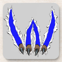 Wildcats Claw Ripping Through Design - Blue Drink Coasters
