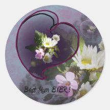 wildflower, Best Mum EVER! heart Round Sticker