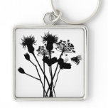 Wildflowers Flower Silhouette Keychain