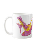 "Will work for shoes" pink heels coffee mug