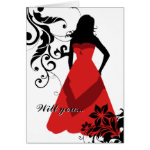 will you be my bridesmaid? : flowered silhouette : cards