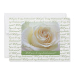 will you be my bridesmaid white rose  green letter invitations
