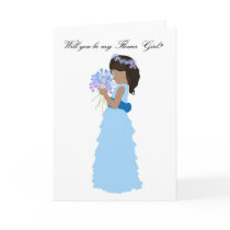 Will you be my Flower Girl Pink and Blue Card