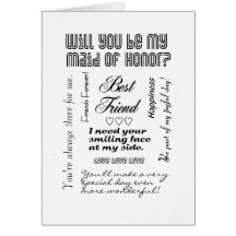 Will You Be My Maid of Honour, Best Friend? Cards