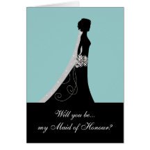 Will You Be My Maid of Honour? Note Cards Blue
