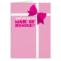 Will you be my maid of honour? pink bows greeting card