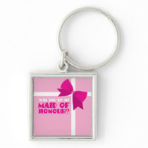Will you be my maid of honour? pink bows keychain