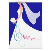 Will You? Cutstom Bridesmaid Card - True Blue