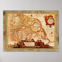 WILLEM J. BLAEU OLD RHINELANDS GERMAN MAP POSTER
