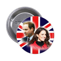 William & Kate British Flag Button