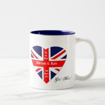 William & Kate-Union Jack/ Blessing+heart Coffee Mug