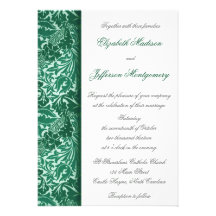 William Morris Aqua Leaves Wedding Invitation