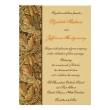 William Morris Brown Leaves Wedding Invitation