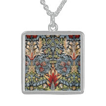 William Morris Snakeshead Floral Design Personalized Necklace