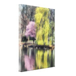 Willow and Cherry by Lake Canvas Prints