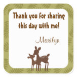 Willow Deer Baby Mummy Kiss square sticker