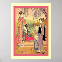 Willow Garden ~ Vintage Japanese Poster