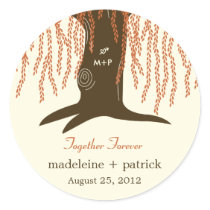 Willow Tree Fall Wedding Favour Sticker
