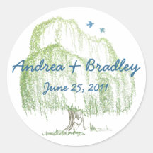 Willow Tree Wedding Seal or Favour Tag Stickers