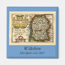 Wiltshire County Map, England Refrigerator Magnets