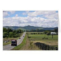 Wind turbines installed on mountain greeting card