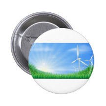 Wind turbines landscape illustration pinback buttons