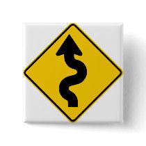Winding Road Ahead Highway Sign Buttons